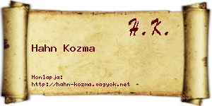Hahn Kozma névjegykártya